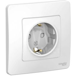 Розетка 1-м СП BLANCA 16А 250В защ. шторки с заземл. бел. SchE BLNRS001111