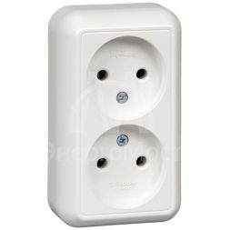 Розетка 2-м ОП Прима 16А IP20 без заземл. без защ. шторок (опт. упак.) бел. SchE RA16-213-B