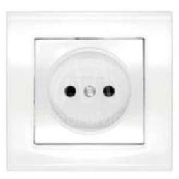 Розетка 1-м СП Бриллиант 16А IP20 защ. шторки без заземл. бел. Universal 7947595
