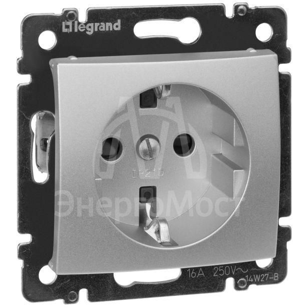 Механизм розетки 1-м СП Valena защ. шторки с заземл. алюм. Leg 770121