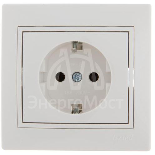 Розетка 1-м СП Мира керам. с заземл. бел./бел. LEZARD 701-0202-122