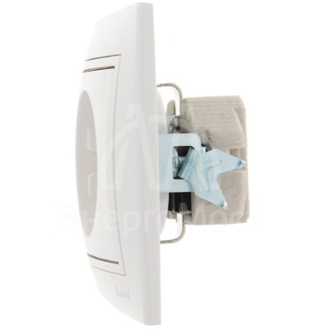 Розетка 1-м СП Мира керам. с заземл. бел./бел. LEZARD 701-0202-122