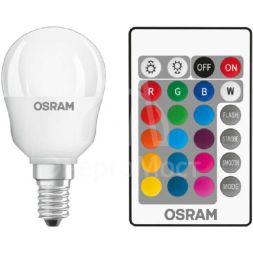 Лампа светодиодная LED STAR+ DIM с пультом P 25 4.5W/827 шар 4.5Вт 2700К тепл. бел. E14 250лм 220-240В мат. пласт. OSRAM 4058075045712