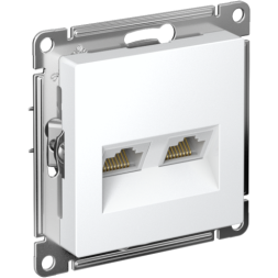 Розетка двойная AtlasDesign компьютерная RJ45+RJ45 кат.5Е механизм лотос SE ATN001385