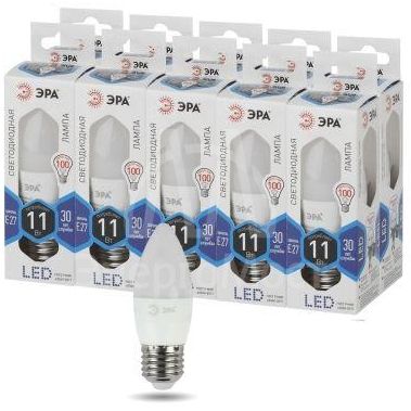 Лампа светодиодная B35-11w-840-E27 свеча 880лм ЭРА Б0032983