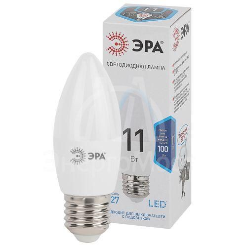 Лампа светодиодная B35-11w-840-E27 свеча 880лм ЭРА Б0032983