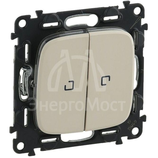 Механизм переключателя 2-кл. СП Valena Allure 10А IP20 250В 10AX с подсветкой с лиц. панелью сл. кость Leg 752809