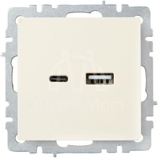 Розетка BRITE USB A+C 18Вт РЮ11-1-БрКр беж. IEK BR-U22-018-K10