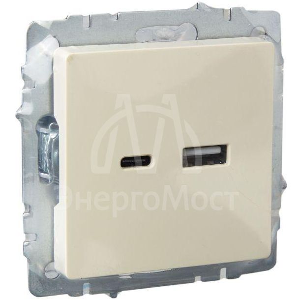 Розетка BRITE USB A+C 18Вт РЮ11-1-БрКр беж. IEK BR-U22-018-K10