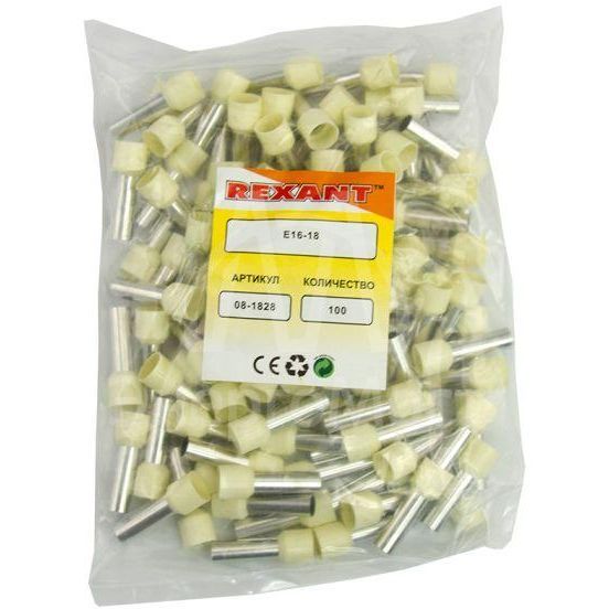Наконечник штыревой втулочный изолир. (НШВИ F-18мм) 18ммх16кв.мм (E16-18) беж. REXANT 08-1828