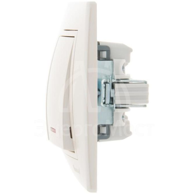 Выключатель 2-кл. СП Мира 10А IP20 с подсветкой со вставкой жемчуж./бел. перламутр LEZARD 701-3030-112