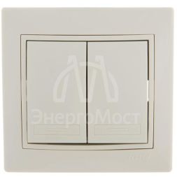 Выключатель 2-кл. СП Мира 10А IP20 со вставкой крем. LEZARD 701-0303-101