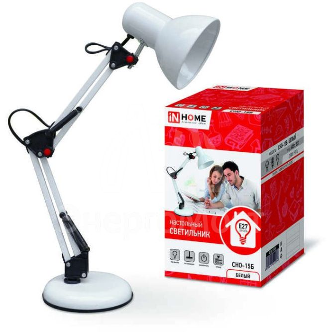 Светильник настольный под лампу СНО-15Б на основании 60Вт E27 бел. (коробка) IN HOME 4690612012896