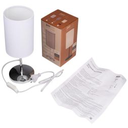 Светильник настольный JH3-01-wh E14 IP20 110х110х310мм метал.; ткань; PVC-пластик бел. JazzWay 5062344