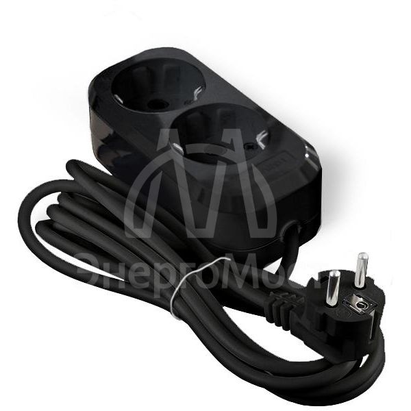 Удлинитель 2х3м с заземл. 16А IP20 Е-302 ПВС 3х1 АБС-пластик черн. UNIVersal 2176