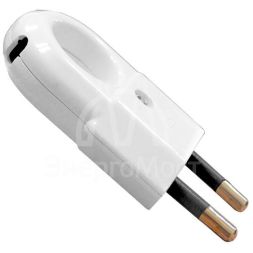 Вилка электрическая 6А 250В плоская с ушком без. заземл. бел. (еврослот) UNIVersal А103