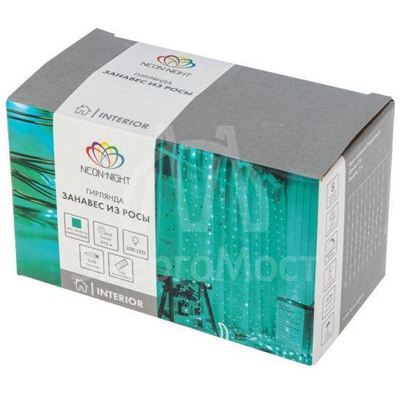 Гирлянда &amp;quot;Светодиодный дождь&amp;quot; из росы 3х3м USB+пульт управления Neon-Night 315-984