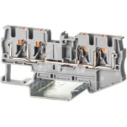 Клемма проходная зажим push-in 4 точки подключения 4кв.мм сер. DKC VPR-4-QUATTRO-GY