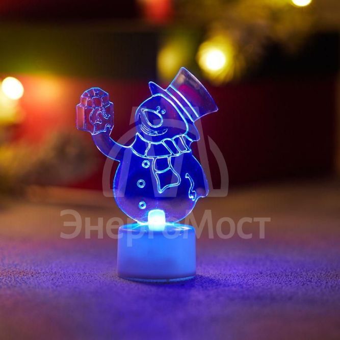 Фигура светодиодная &amp;quot;Снеговик с подарком 2D&amp;quot; на подставке RGB Neon-Night 501-054