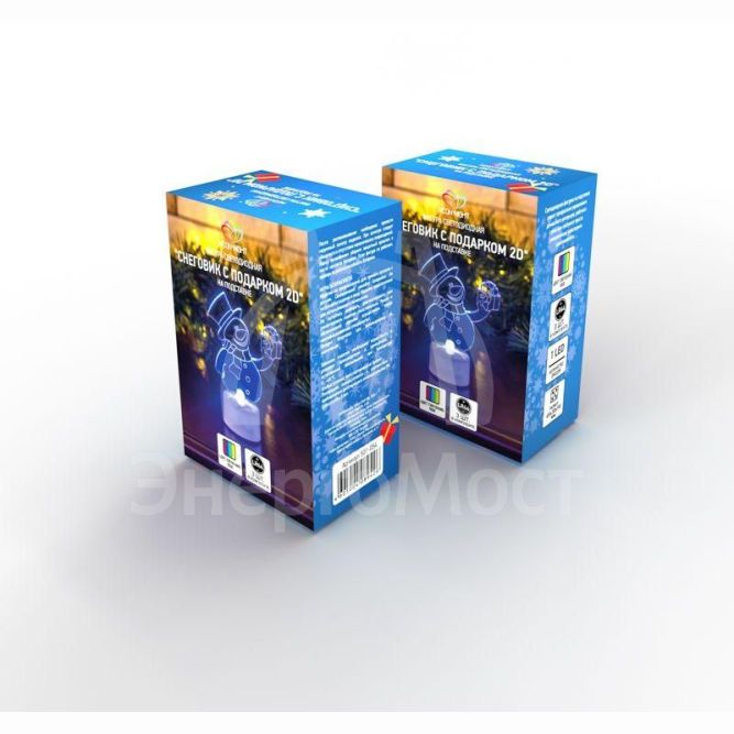 Фигура светодиодная &amp;quot;Снеговик с подарком 2D&amp;quot; на подставке RGB Neon-Night 501-054