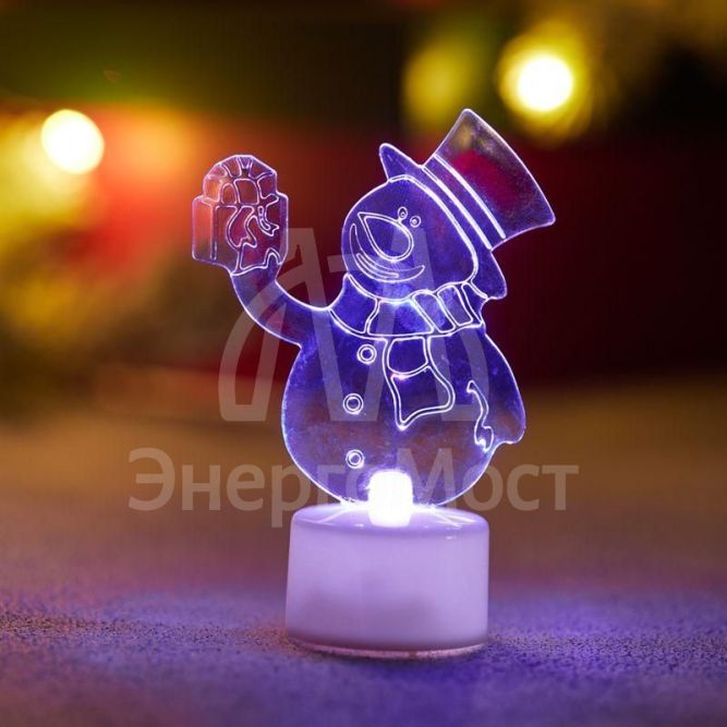 Фигура светодиодная &amp;quot;Снеговик с подарком 2D&amp;quot; на подставке RGB Neon-Night 501-054