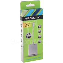 Переходник HDMI-Type C ELX-VA01-Type C пластик металлик коробка Ergolux 15300