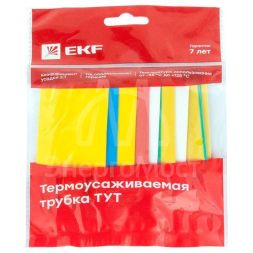 Набор трубок термоусадочных ТУТ нг тонкостен. 30/15 (7 цветов по 3шт 100мм) EKF tut-n-30