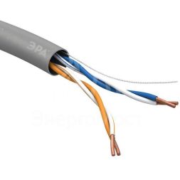 Кабель витая пара U/UTP кат.5E 2х2х24AWG solid CU PVC сер. (м) Эра Б0044428