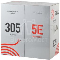 Кабель витая пара U/UTP кат.5E 2х2х24AWG solid CU PVC сер. (м) Эра Б0044428