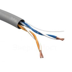 Кабель витая пара U/UTP кат.5E 2х2х24AWG solid CU PVC сер. (м) Эра Б0044428