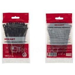Хомут кабельный 2.5х100 нейл. черн. (уп.100шт) Rexant 07-0101