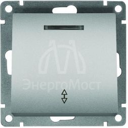 Переключатель проходной 1-кл. СП Афина 10А IP20 с подсветкой механизм серебр. Universal A0125-S