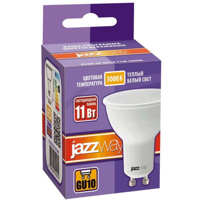 Лампа светодиодная PLED-SP 11Вт PAR16 3000К тепл. бел. GU10 230В 50Гц JazzWay 5019454