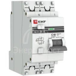 Выключатель автоматический дифференциального тока 1п+N C 40А 100мА тип AC 4.5кА АД-32 PROxima EKF DA32-40-100-pro