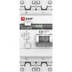 Выключатель автоматический дифференциального тока 1п+N C 40А 100мА тип AC 4.5кА АД-32 PROxima EKF DA32-40-100-pro