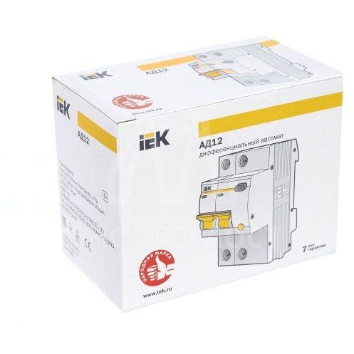 Выключатель автоматический дифференциального тока 2п C 32А 100мА тип AC 4.5кА АД-12 IEK MAD10-2-032-C-100