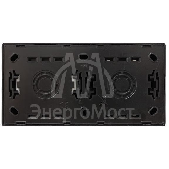 Блок выключатель 2-клав. и розетка 1-местн с заземл. LETO черн. бархат горизонталь LEZARD 752-4200-170BKP