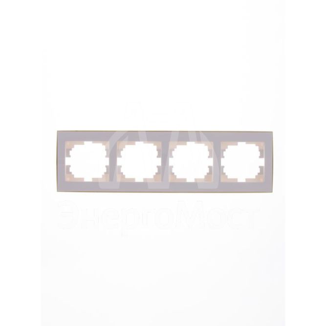 Рамка 4-м Rain горизонт. с зол. боковой вставкой бел. LEZARD 703-0226-149