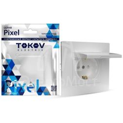 Розетка 1-м СП Pixel 16А IP20 с заземл. защ. шторки с крышкой механизм бел. TOKOV ELECTRIC TKE-PX-R1ZSW1-C01