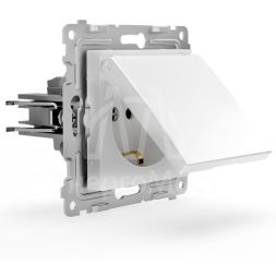 Розетка 1-м СП Pixel 16А IP20 с заземл. защ. шторки с крышкой механизм бел. TOKOV ELECTRIC TKE-PX-R1ZSW1-C01