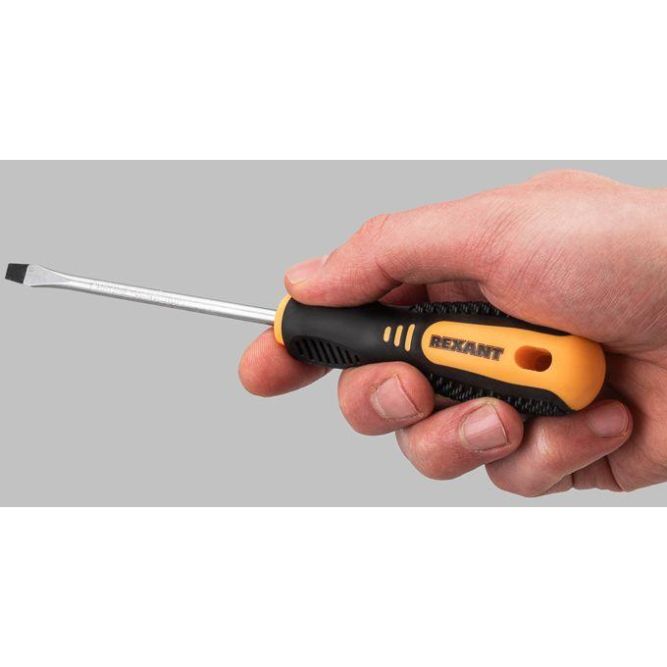 Отвертка шлицевая SL 5х100мм двухкомпонентная рукоятка Rexant 12-4722