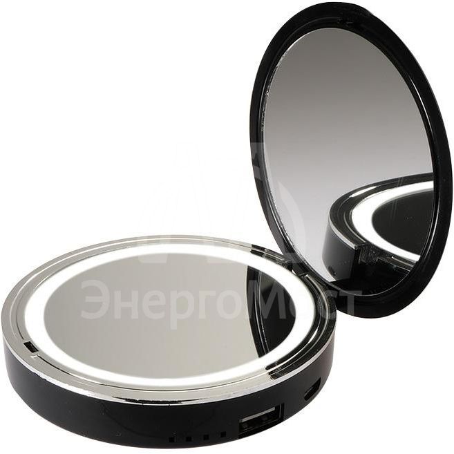 Светильник светодиодный ML-D9PB-bk косметическое зеркало с подсветкой с увеличением 13с LED литиевый аккум. встроен. POWER BANK черн. JazzWay 5038189