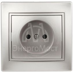 Розетка 1-м СП Plano 1-201-03 16А IP20 250В 2P алюм. Intro Б0030054