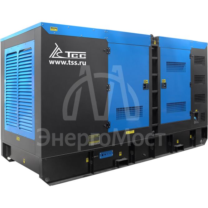 Дизельный генератор ТСС ЭД-250-Т400 в шумозащитном кожухе на прицепе