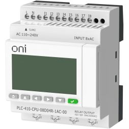 Модуль ЦПУ ПЛК 410 8 DI 4 RO 220В AC с Ethernet портом с экраном ONI PLC-410-CPU-08D04R-1AC-00