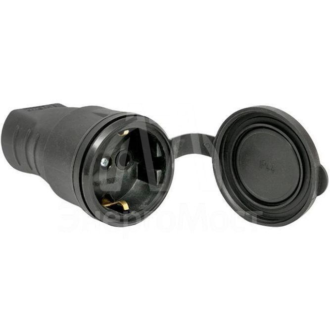 Розетка переносная PROxima 16А IP44 230В 2P+PE с защ. крышкой каучук EKF RPS-012-16-230-44