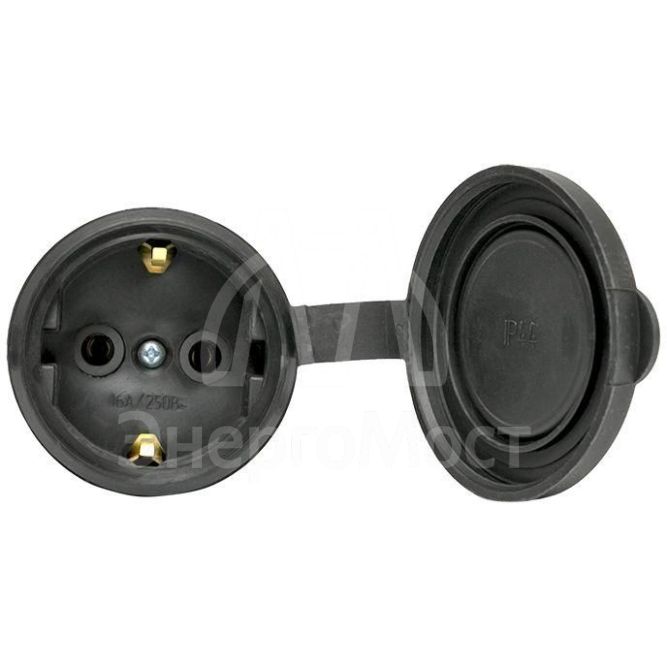 Розетка переносная PROxima 16А IP44 230В 2P+PE с защ. крышкой каучук EKF RPS-012-16-230-44