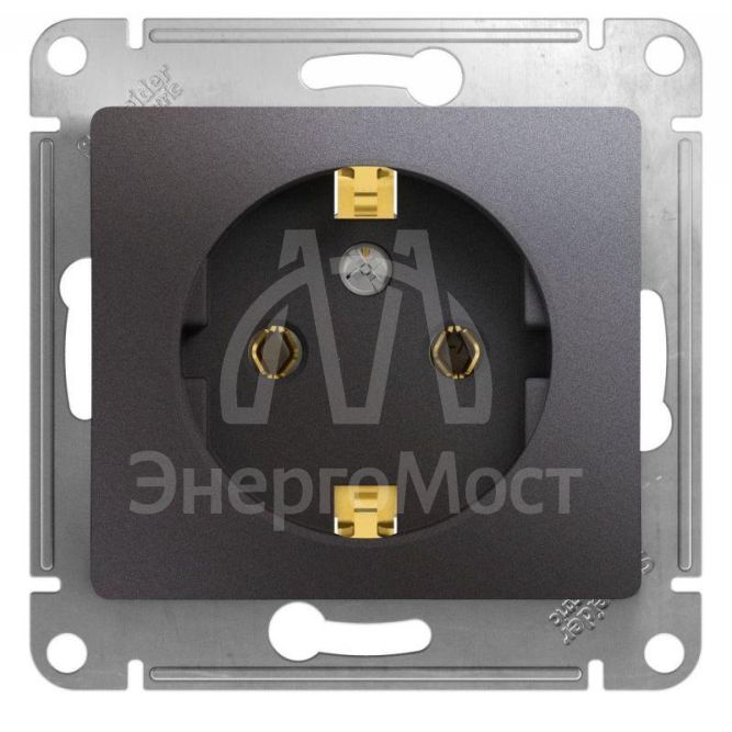 Механизм розетки 1-м Glossa 16А 250В с заземл. графит SchE GSL001343