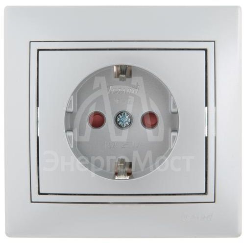 Розетка 1-м СП Мира защ. шторки с заземл. метал. сер. LEZARD 701-1010-124