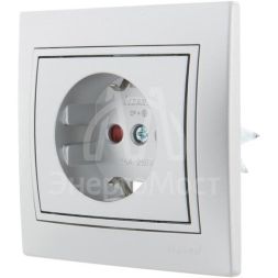 Розетка 1-м СП Мира защ. шторки с заземл. метал. сер. LEZARD 701-1010-124